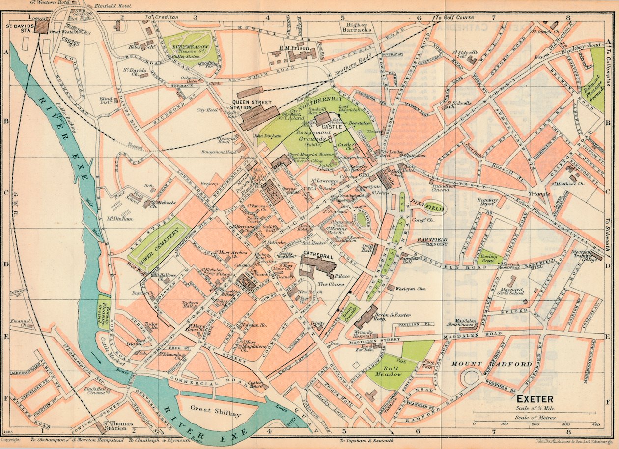 Exeter, c20. století od John Bartholomew