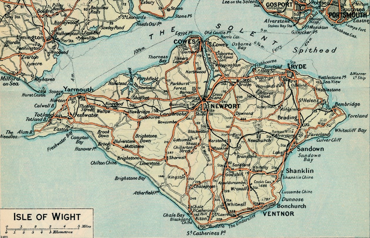 Isle of Wight., c20. století od John Bartholomew