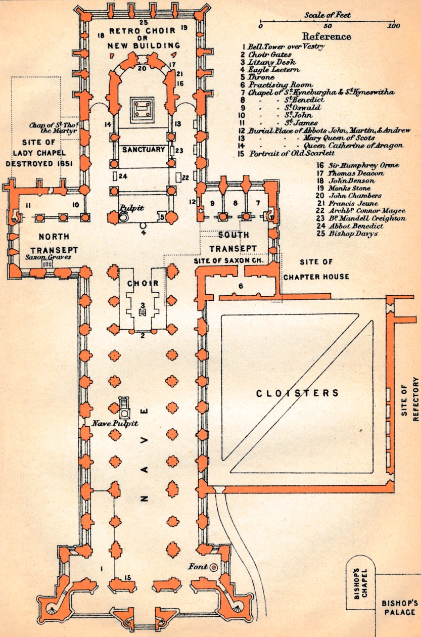 Katedrála v Peterborough, c20. století od John Bartholomew
