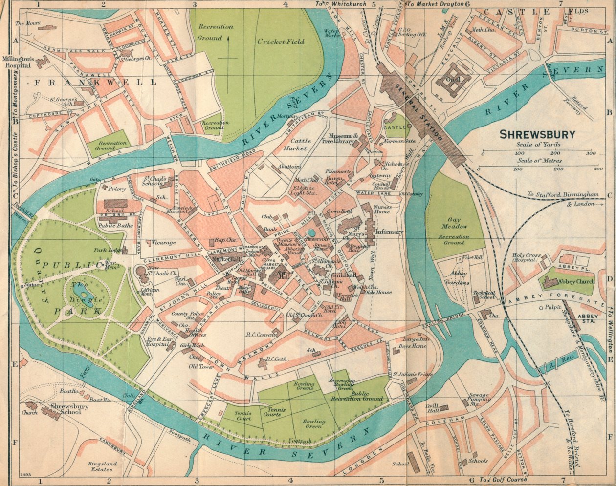 Shrewsbury, c20. století od John Bartholomew