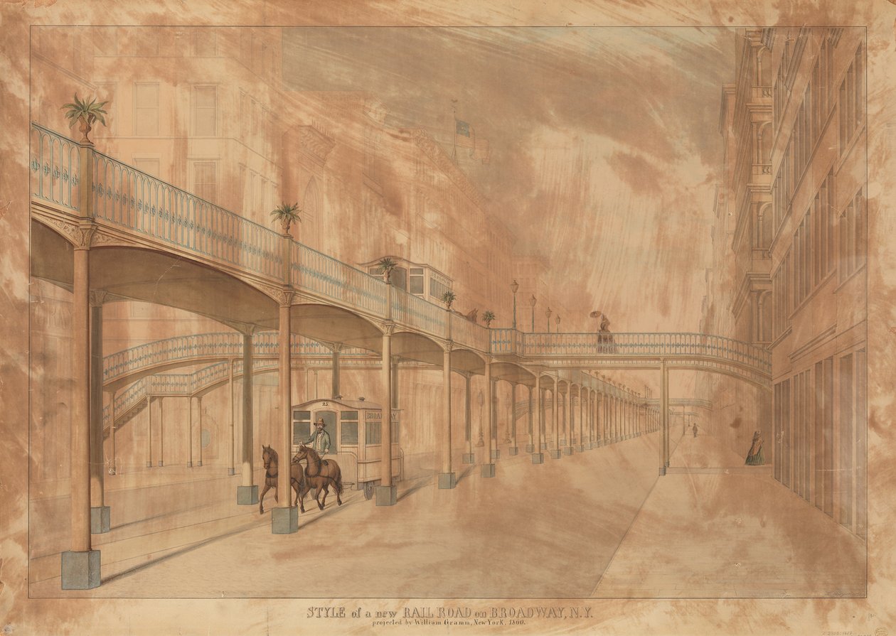 Elevated Railroad, Broadway, New York, 1861. od John Beigel