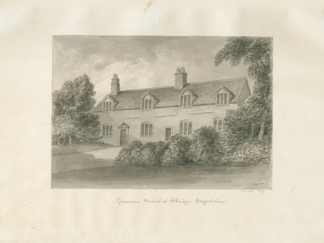 Aldridge Gymnázium: kresba v sépii, 1847 od John Buckler
