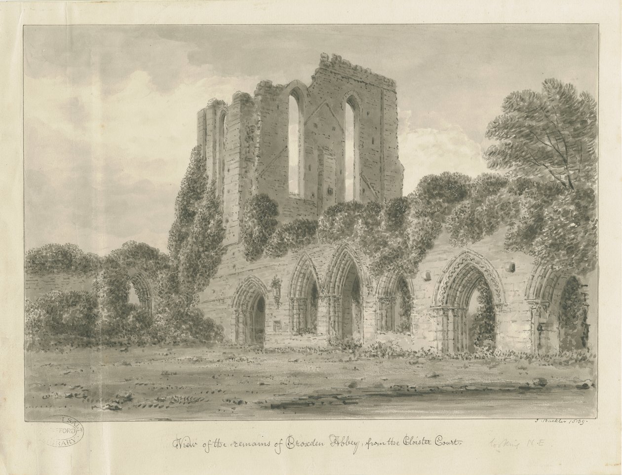 Croxden Abbey: seepiapiirustus od John Buckler