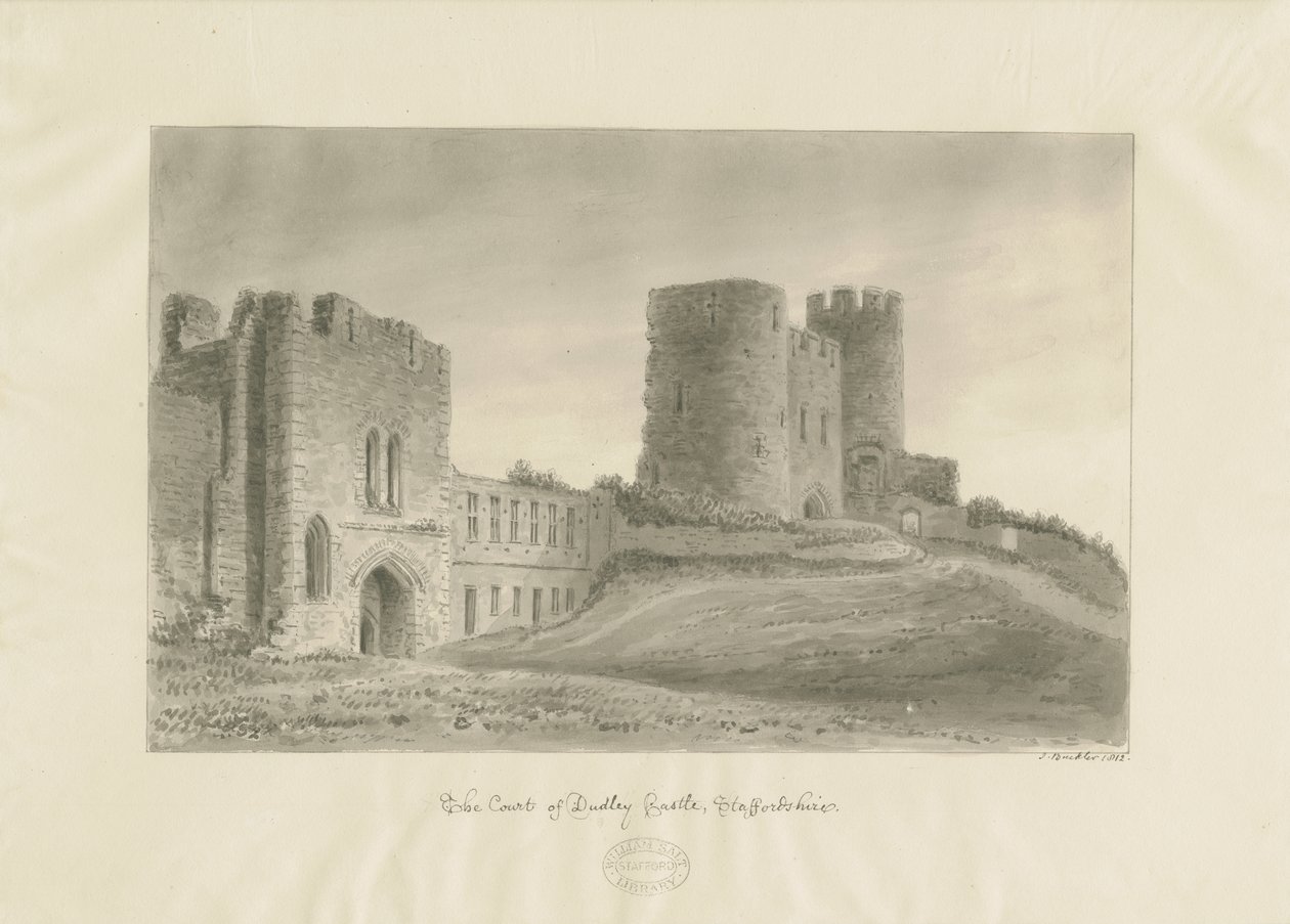 Dudley Castle - The Keep: sépiová kresba od John Buckler