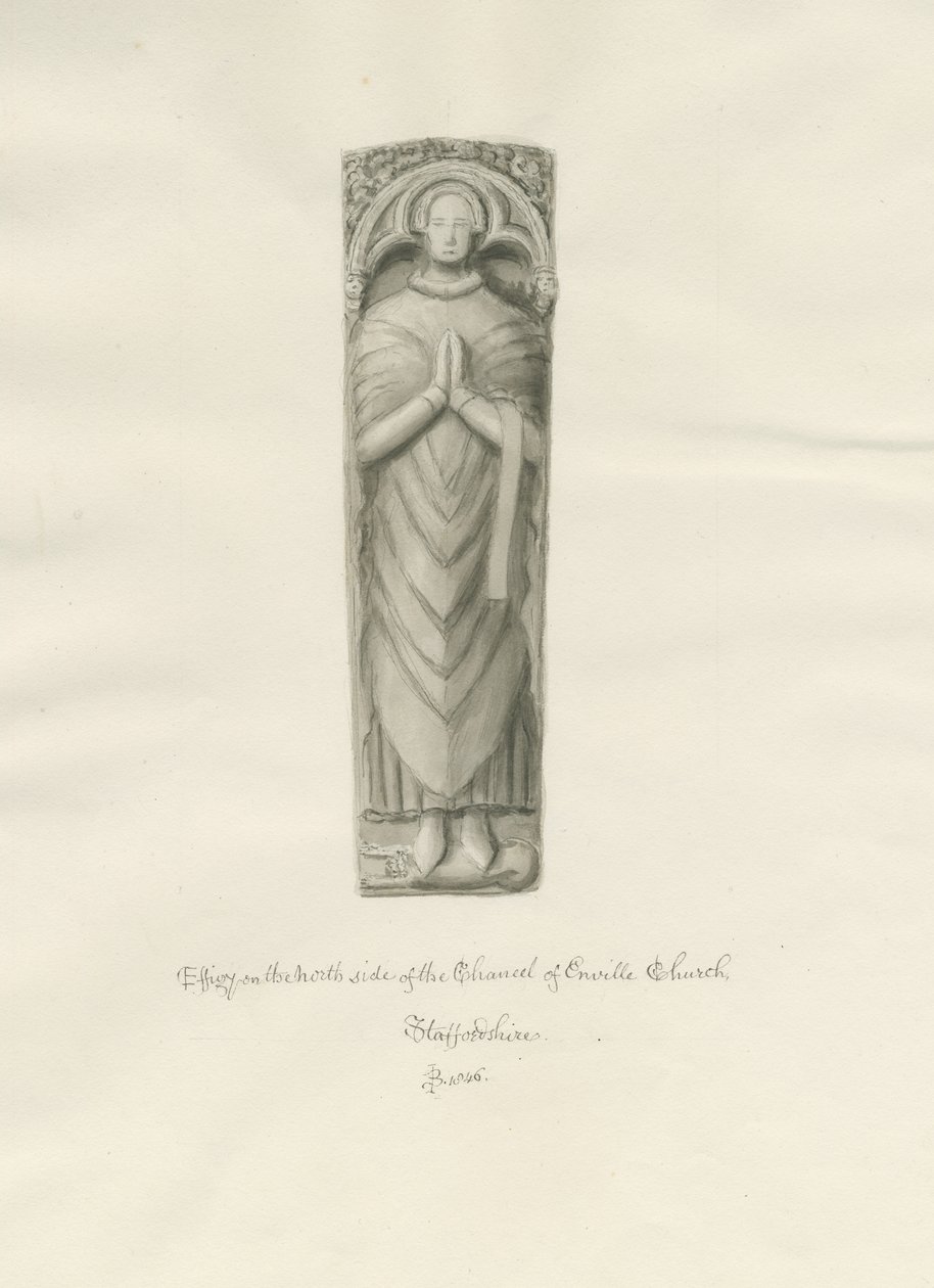 Enville Church - podobizna: sépiová kresba od John Buckler