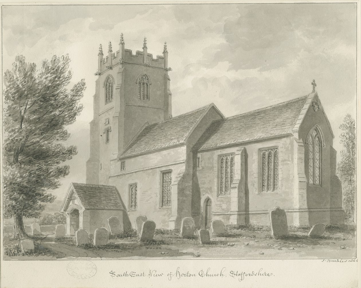 Horton Church: sépiová kresba od John Buckler