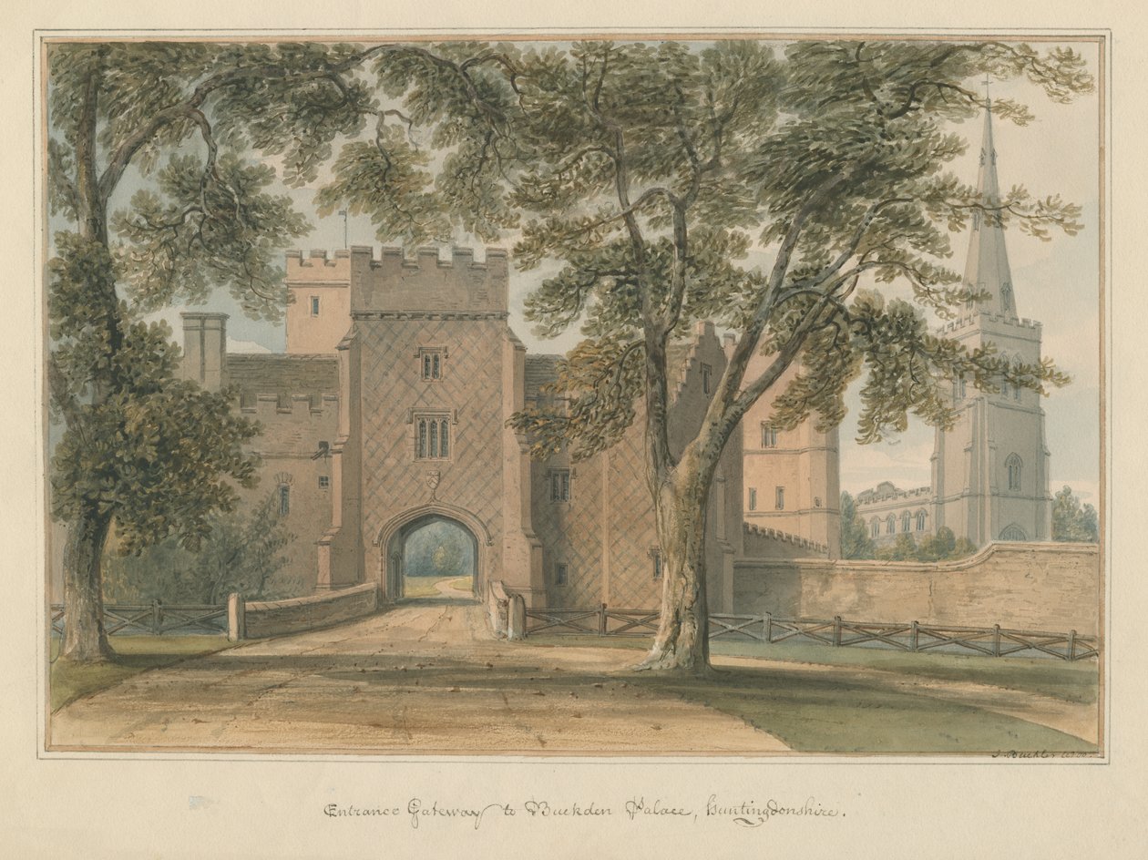Huntingdonshire – Buckdenský palác, 1800 od John Buckler