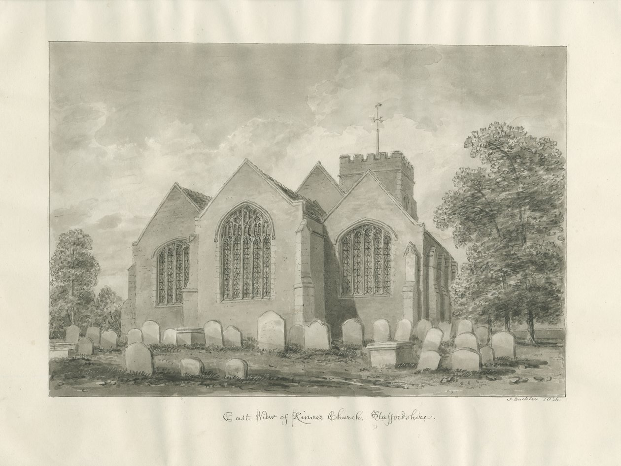 Kinver Church: sépiová kresba od John Buckler