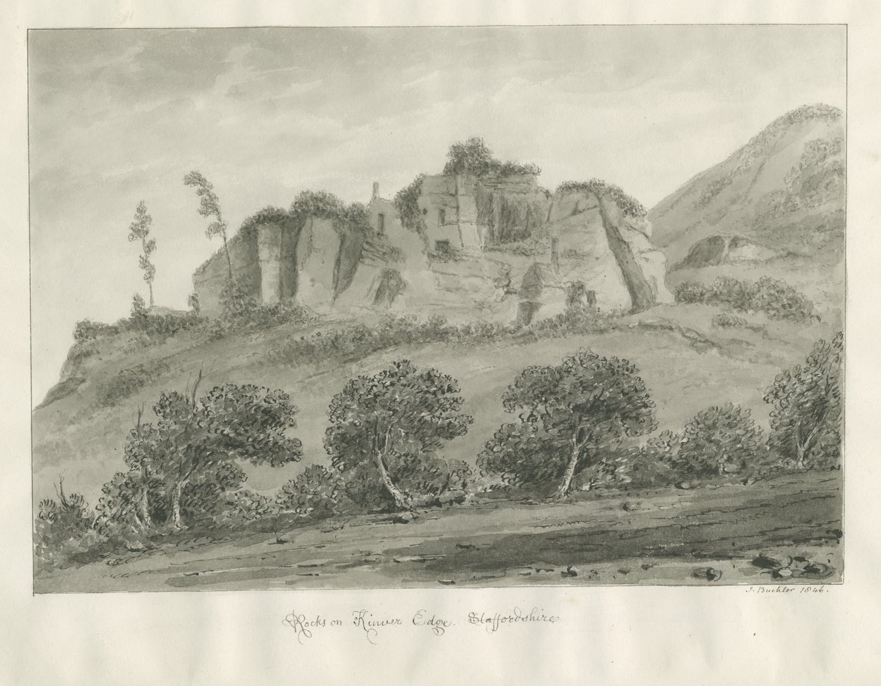 Kinver Edge: sépiová kresba od John Buckler