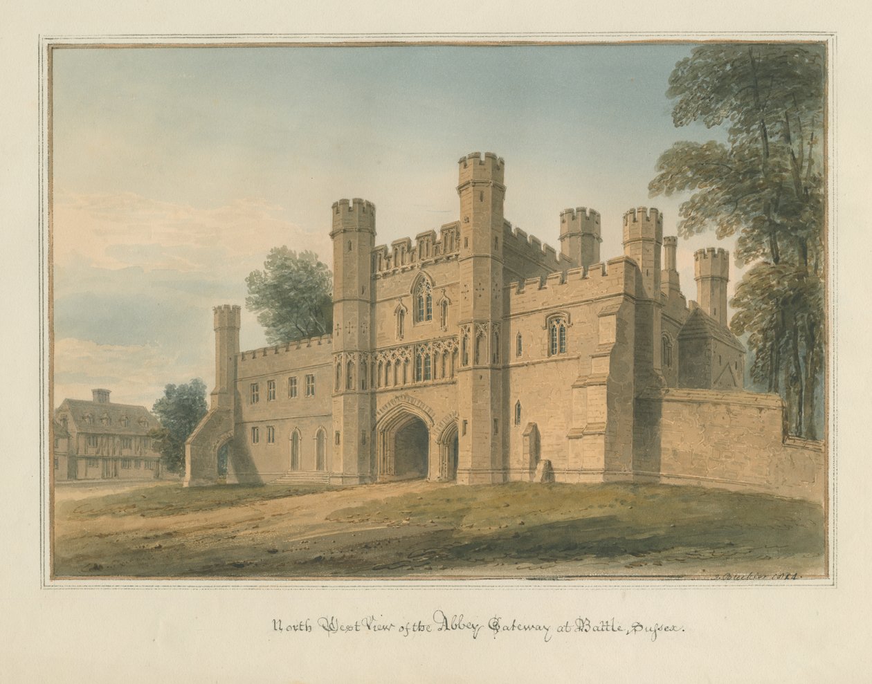 Sussex - Bitva - Abbey Gateway, 1824 od John Buckler