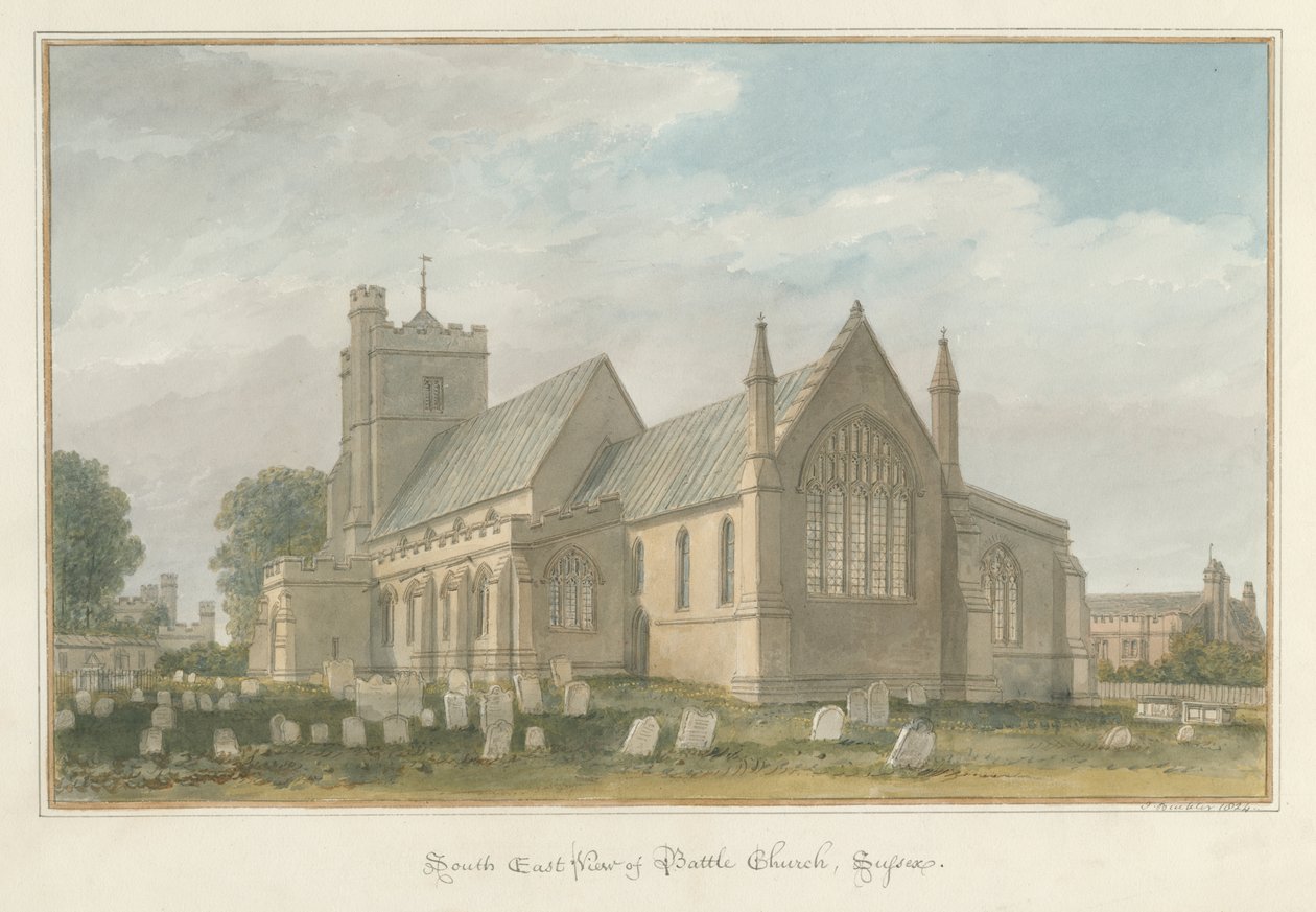 Sussex - Battle Church, 1824 od John Buckler