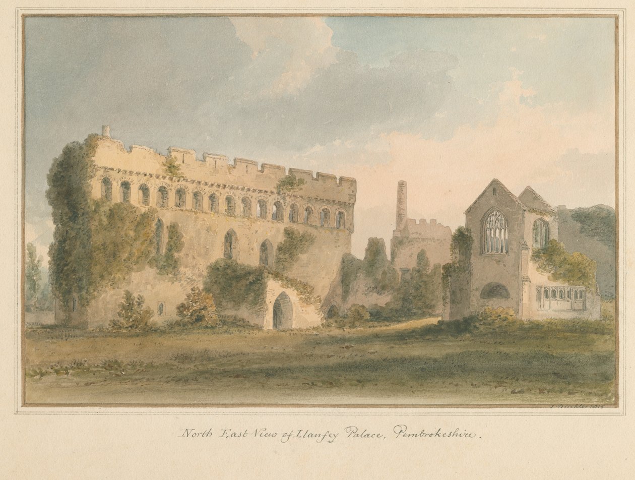 Wales – Pembrokeshire – palác Lamphey, 1815 od John Buckler
