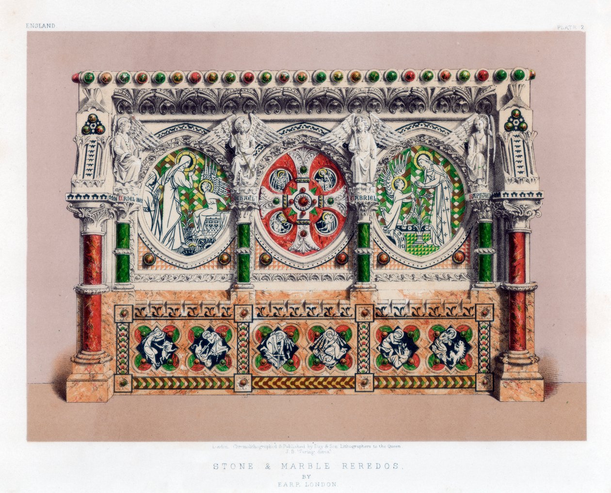 Kámen a mramor Reredos, 19. století. od John Burley Waring