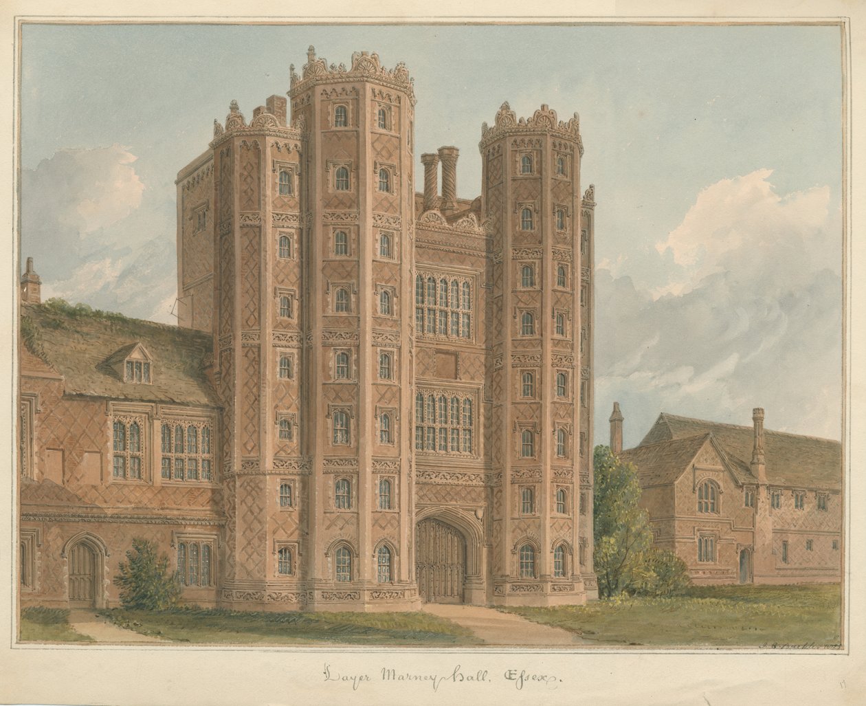 Essex - Layer Marney Hall, 1825 od John Chessell Buckler