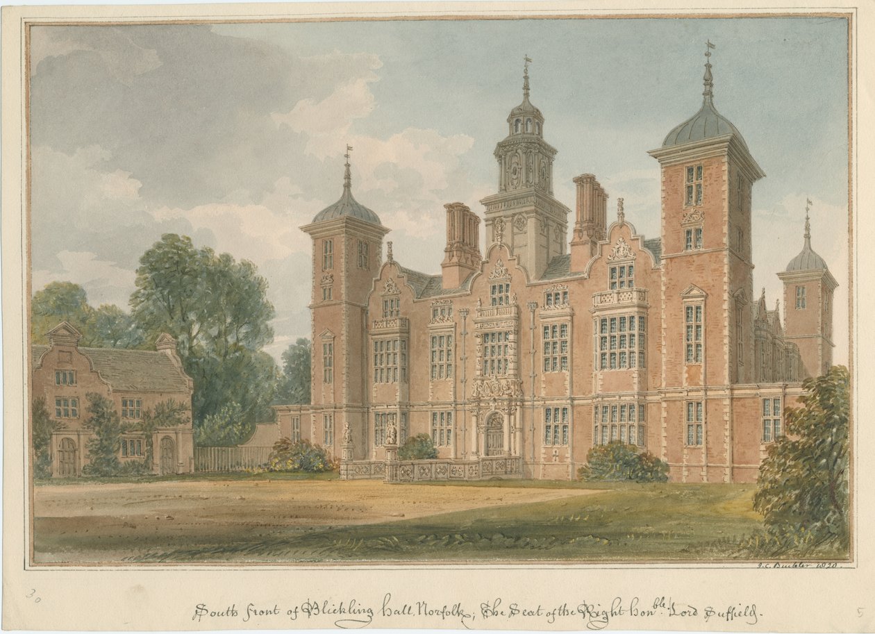 Norfolk - Blickling Hall, 1820 od John Chessell Buckler