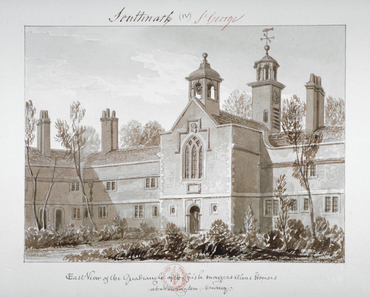 Nemocnice svatého Petra, Southwark, Londýn, 1827 od John Chessell Buckler