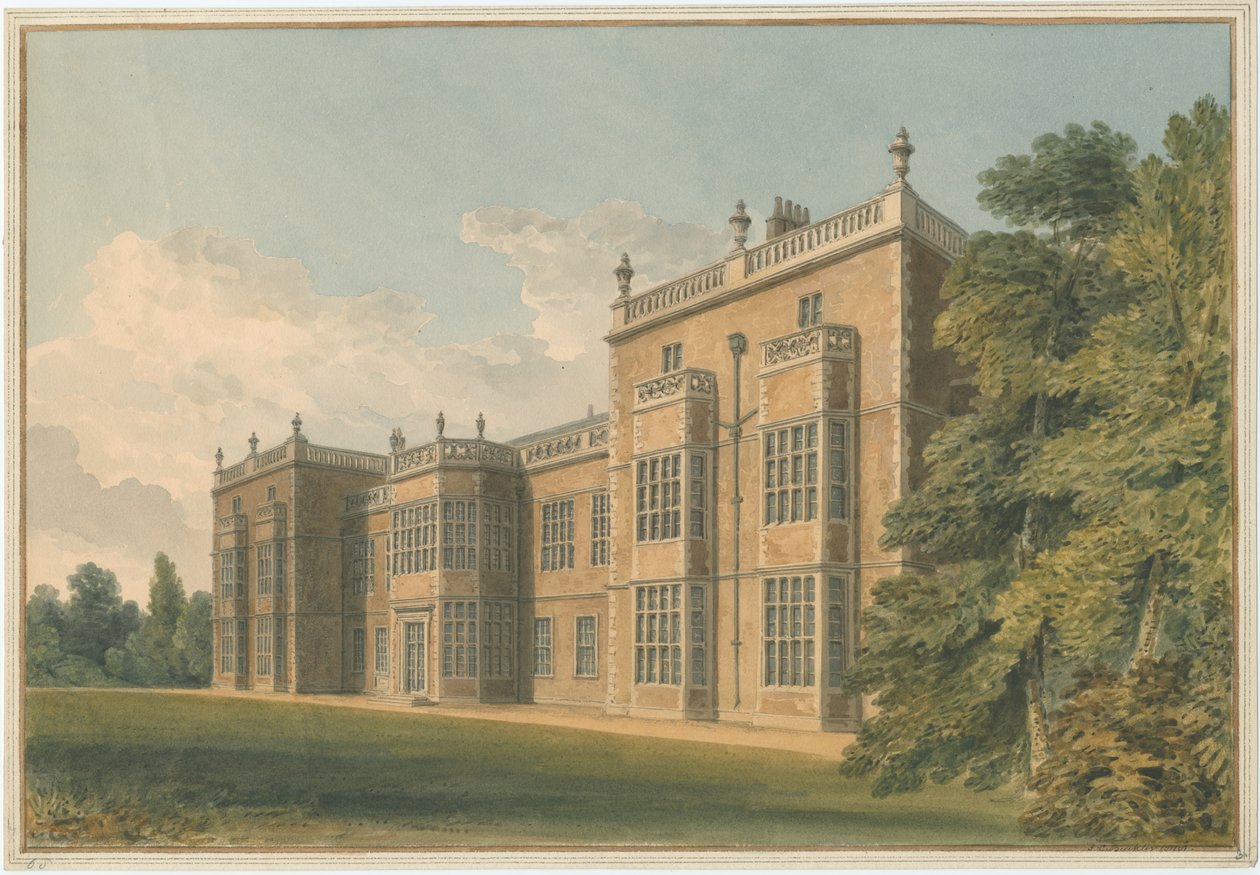Yorkshire - stáj Burton, 1818 od John Chessell Buckler