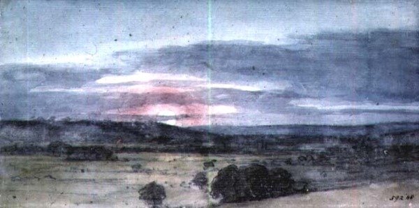 Dedham Vale z východního Bergholtu: Západ slunce od John Constable
