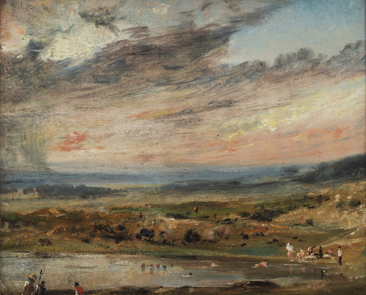 Hampstead Heath, s rybníkem a koupáním od John Constable