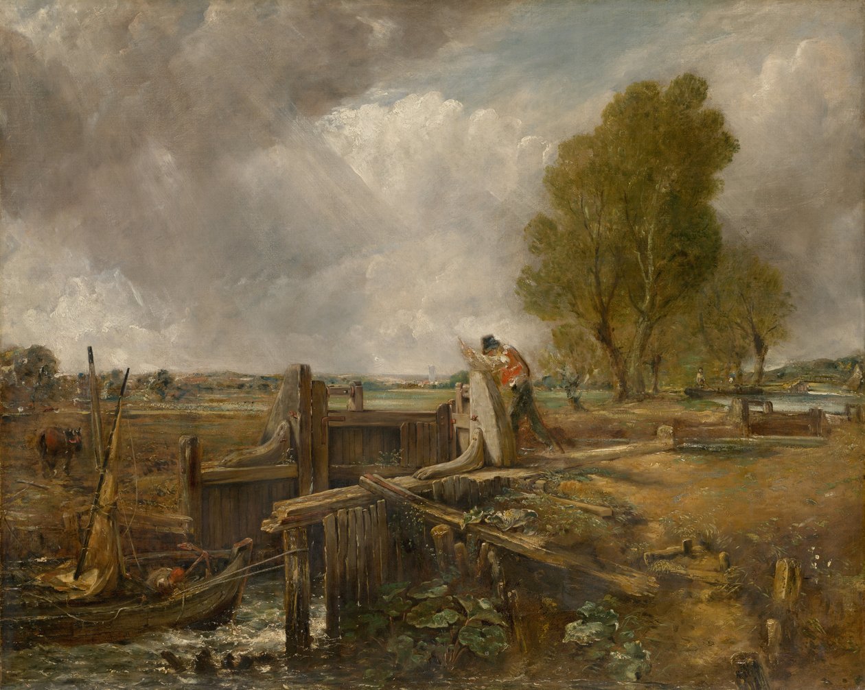 Studie "Loď projíždějící zdymadlem" od John Constable