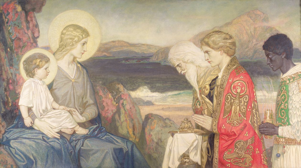 Tři králové, 1915 (tempera na plátně) od John Duncan