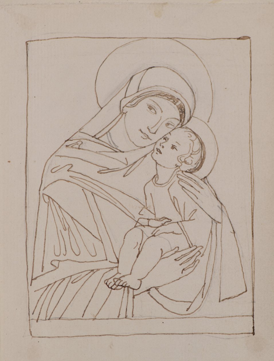 Bez názvu [Panna a dítě] (pero a inkoust) od John Duncan