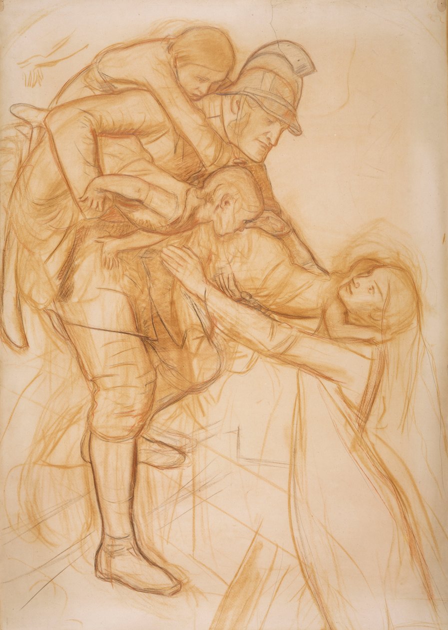 Karikatura pro "The Rescue", c.1855 od John Everett Millais