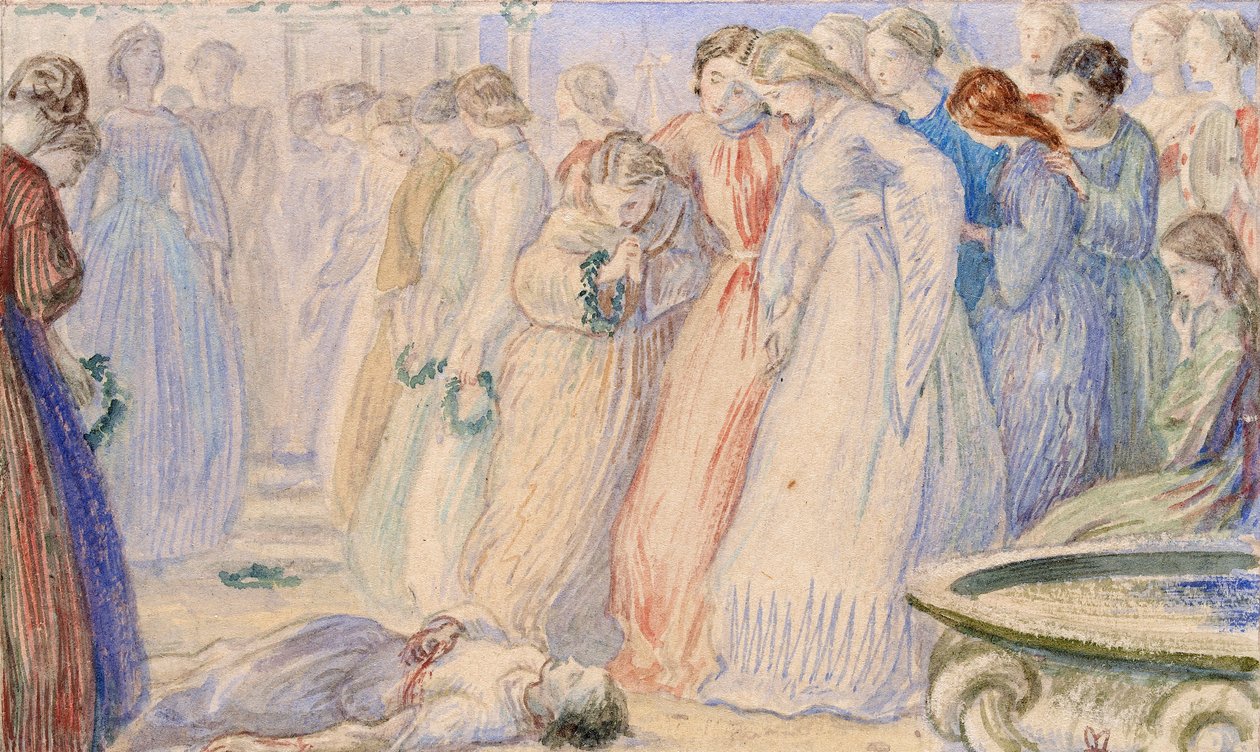 Iphis a Anaxarete, konec 19. století od John Everett Millais