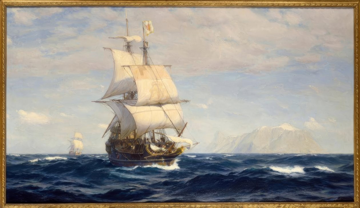 John Fraser: Magellan v průlivu / obraz od John Fraser