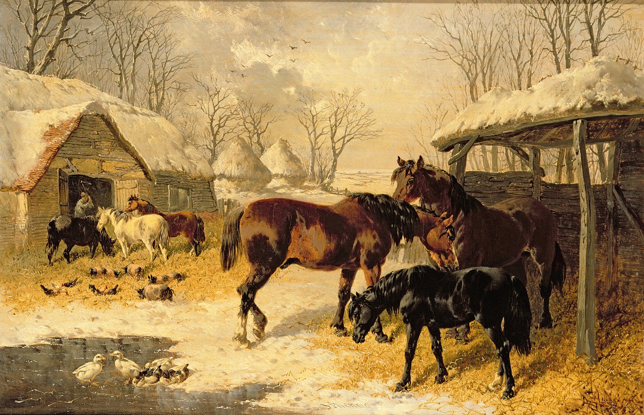 V zimě hospodářský dvůr od John Frederick Herring Junior