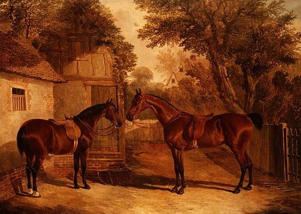 Bay Hunters před farmou od John Frederick Herring Senior