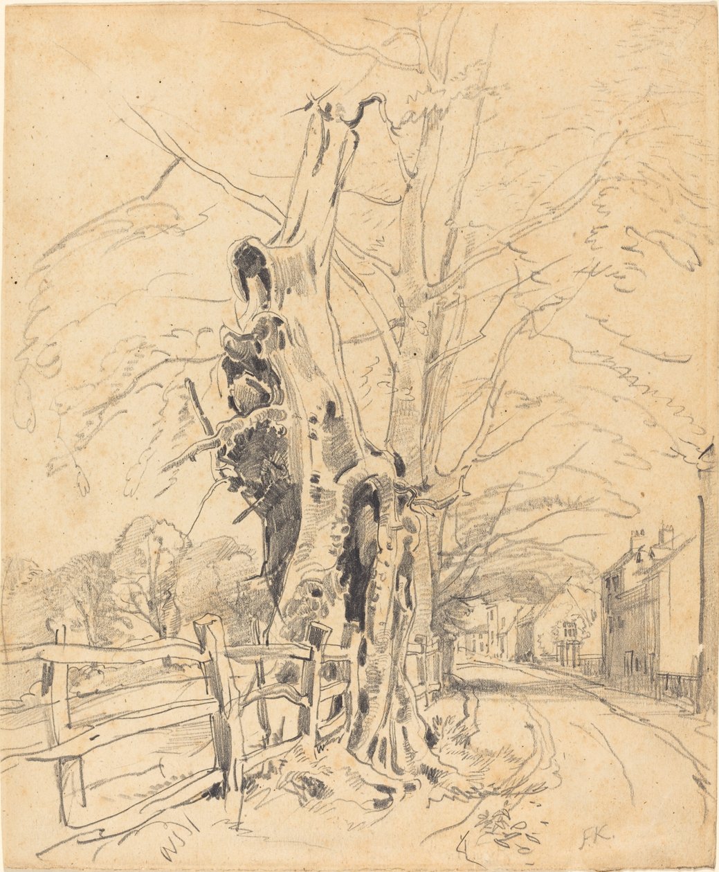 Stromy u železničního plotu od John Frederick Kensett