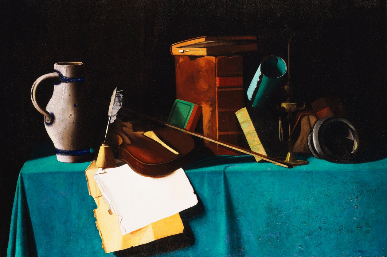 Stolní deska s houslemi, od John Frederick Peto