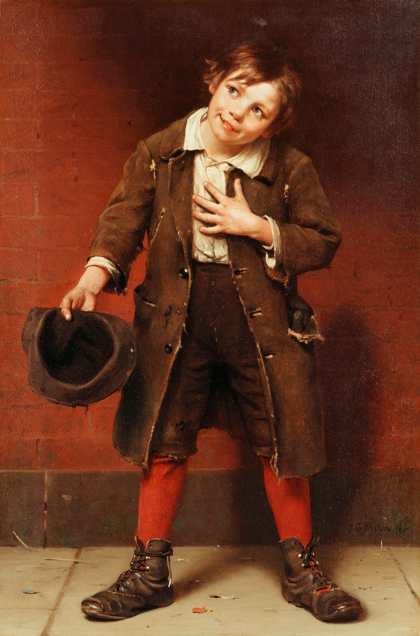 Žebrák, asi 1885-1887 od John George Brown