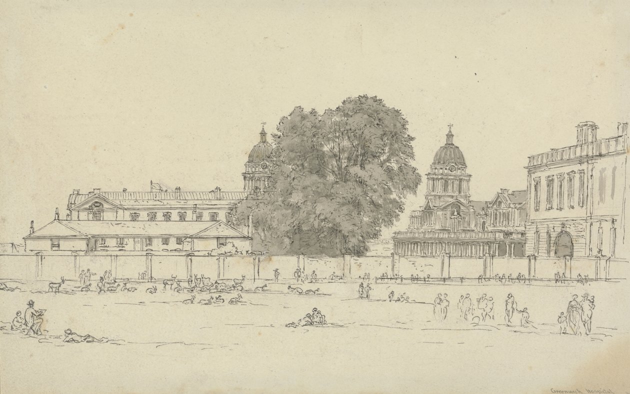 Greenwich Hospital (inkoust a mytí na papíře) od John Glover