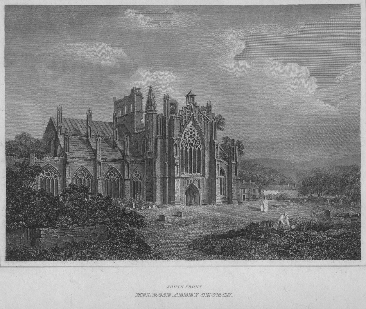 Jižní fronta - Melrose Abbey Church, 1814 od John Greig