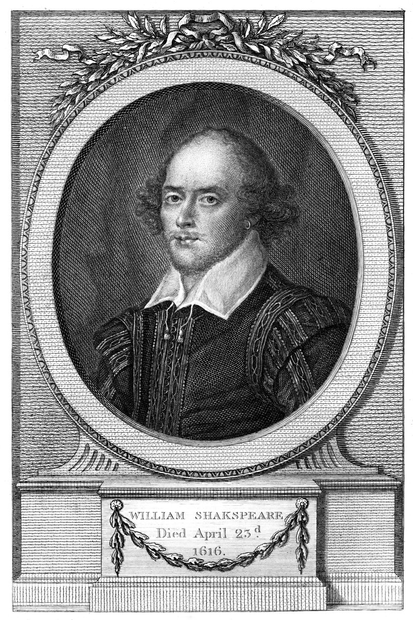 William Shakespeare , anglický básník a dramatik, 1820 od John Hall