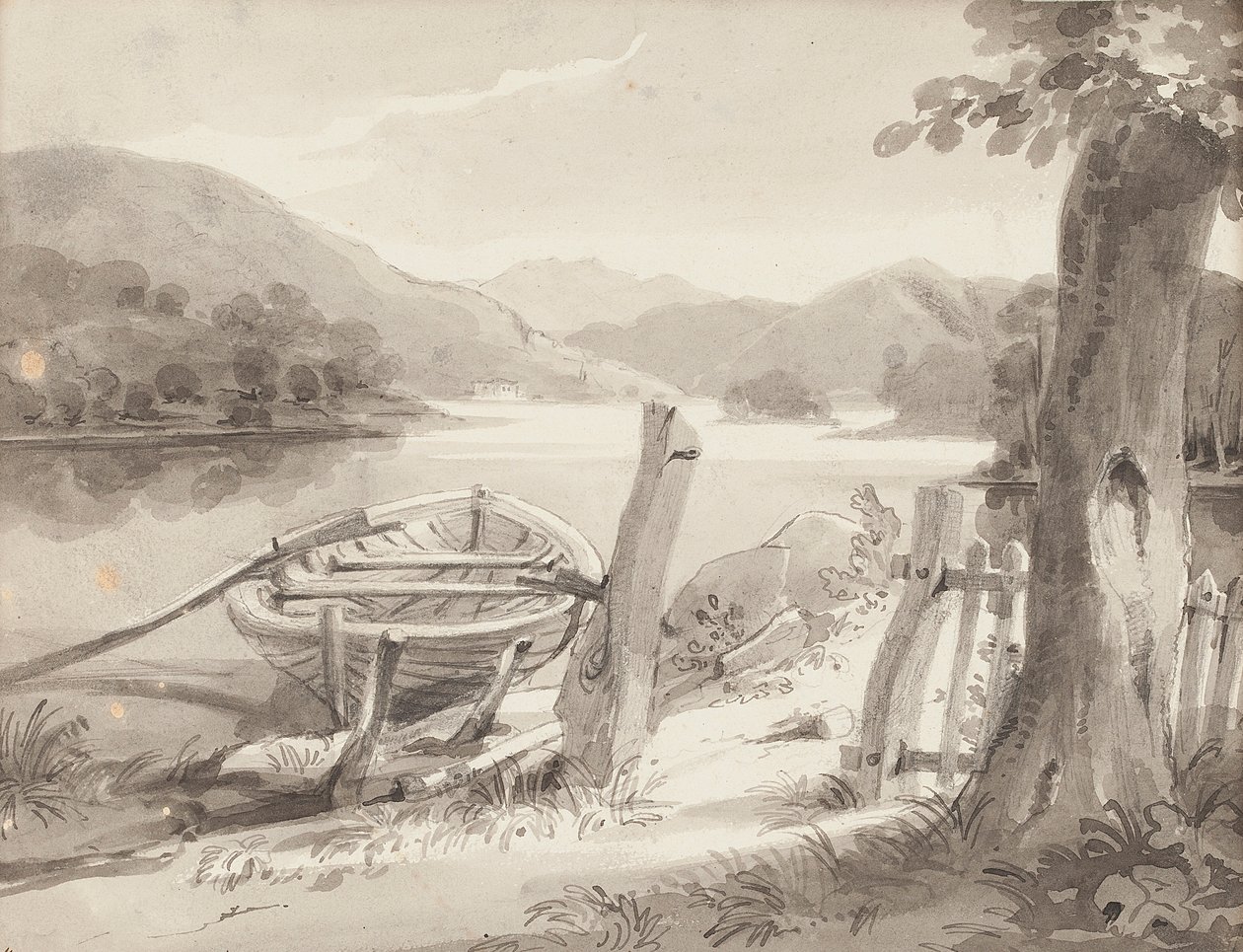 Loď v Bowness (wc na papíře) od John Harden