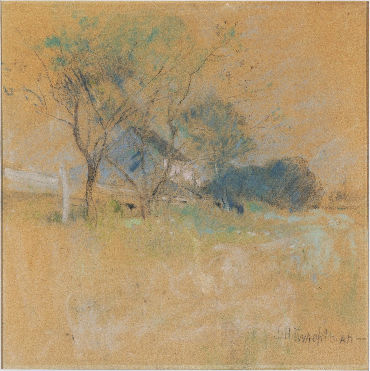 Dům a strom od John Henry Twachtman