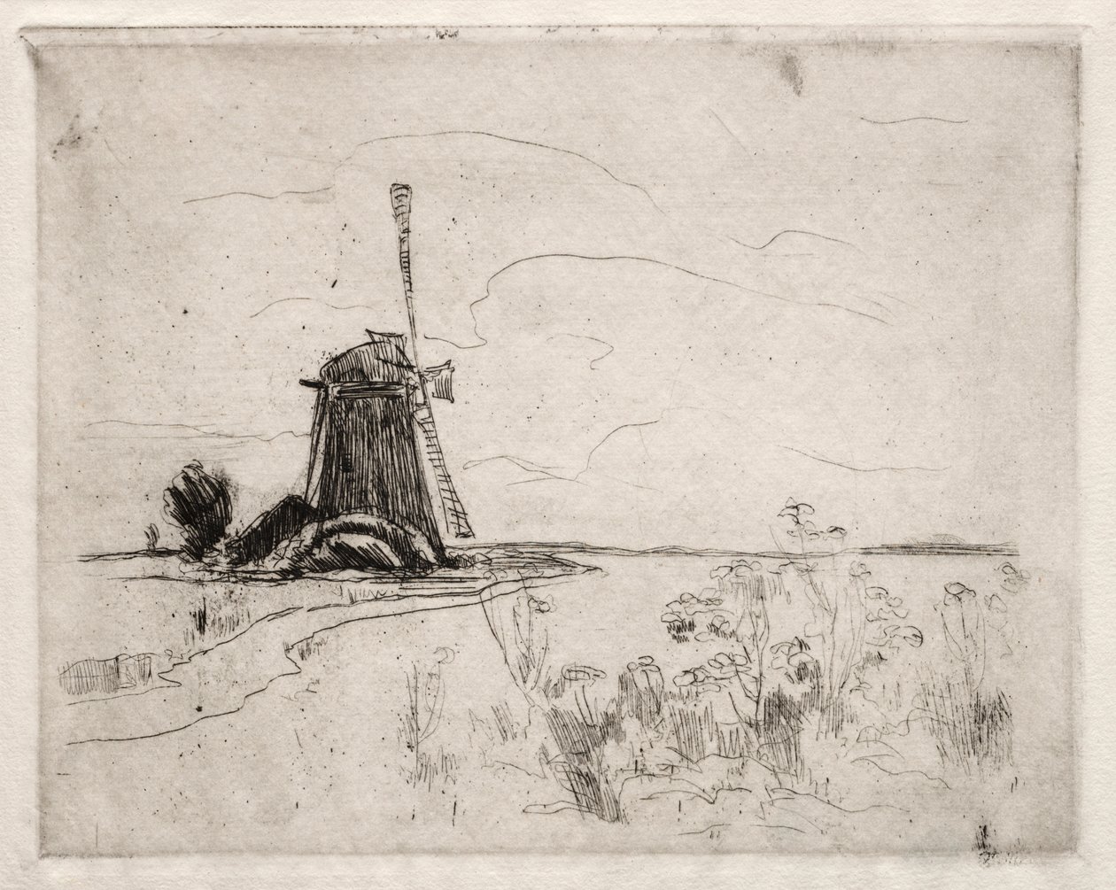 Mill and Weeds, Holandsko. od John Henry Twachtman