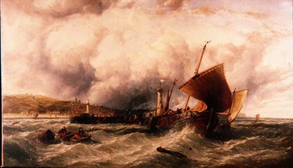 Fishing Luggers off Boulogne Harbour od John James Wilson