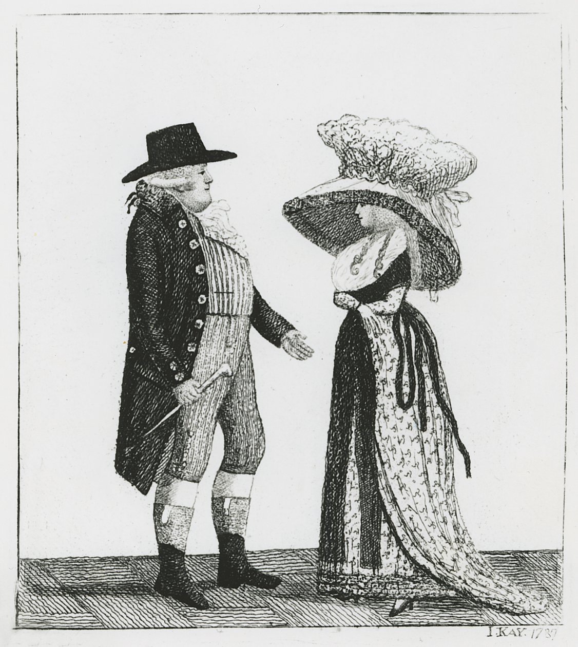 Kapitán Dalrymple a Penelope Macdonaldová, 1787 od John Kay