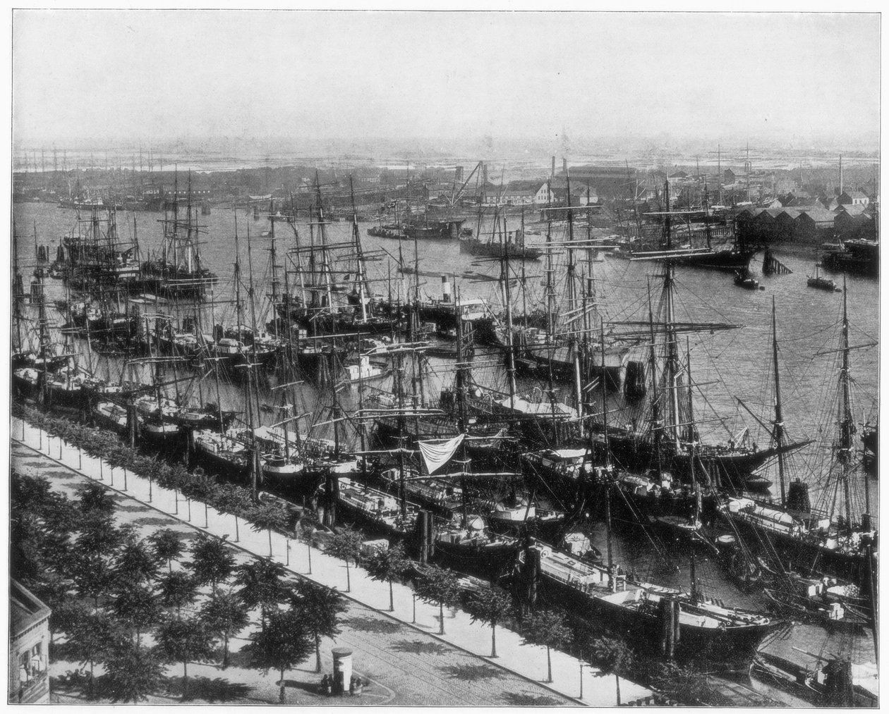 Přístav Hamburk, Německo, konec 19. století. od John L. Stoddard