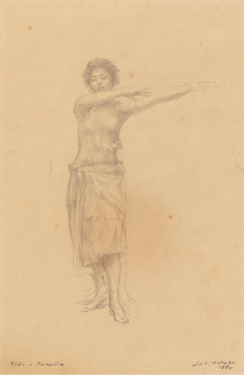 Taupo Dancing the Standing Siva, Samoa od John La Farge