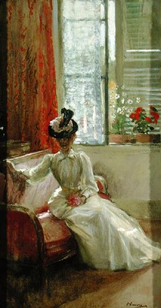 Interiér: Dáma (olej na plátně) od John Lavery