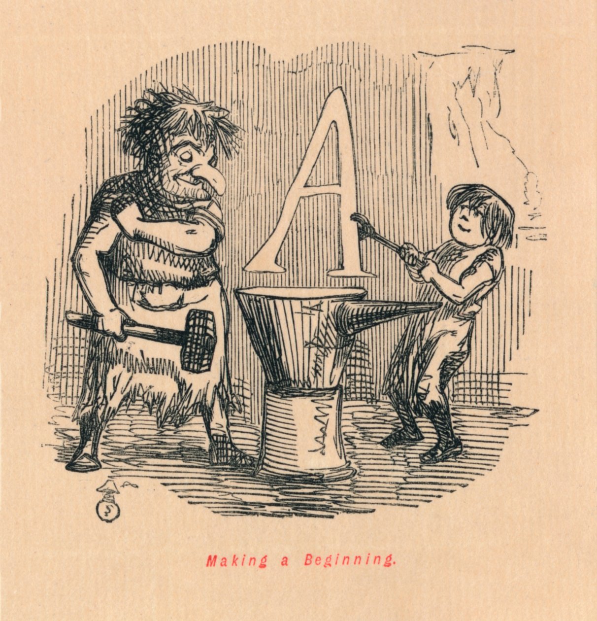 Making a Beginning, c1860, 1860 od John Leech