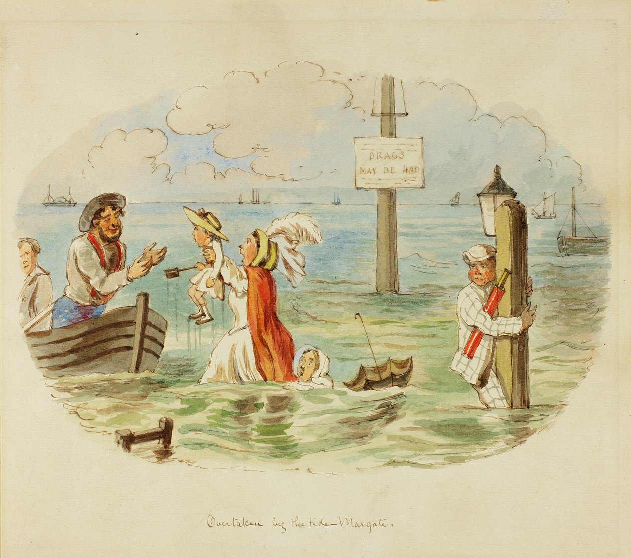 Překonán přílivem-Margate od John Leech