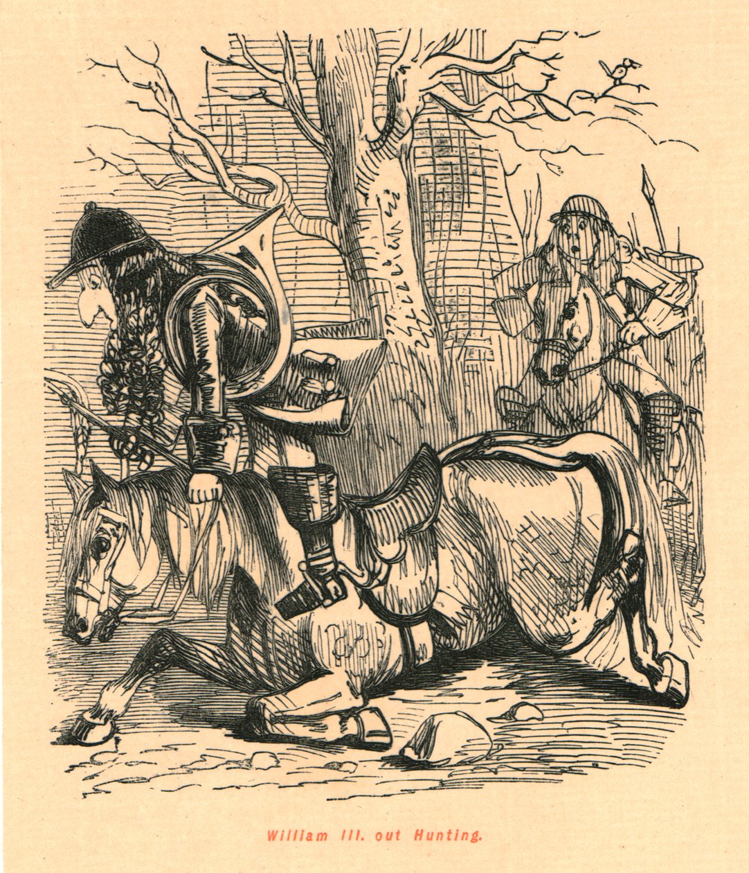 Vilém III. na lovu, 1897. od John Leech