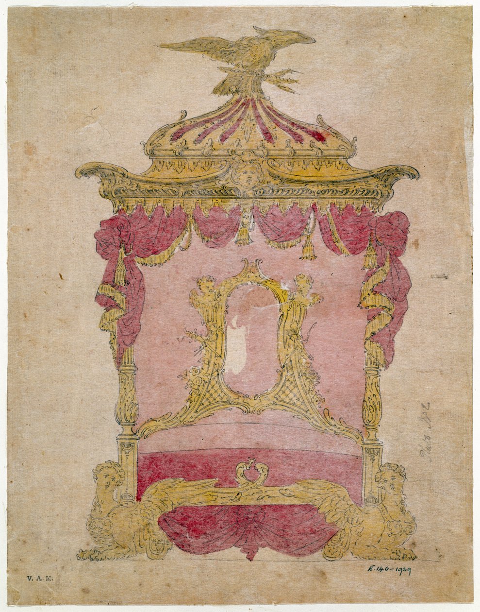 Design pro postel, cca 1755-60 od John Linnell