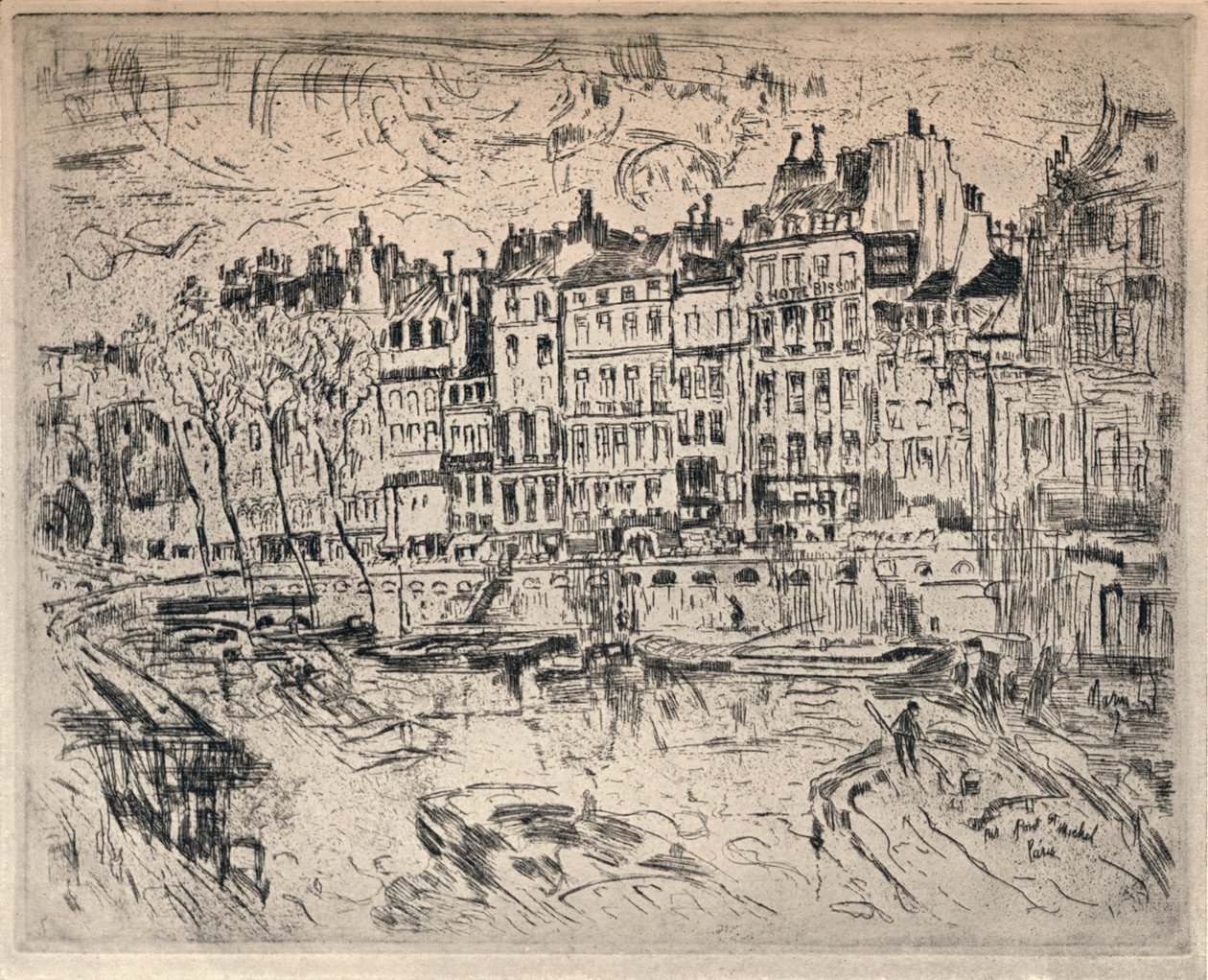„Poblíž Pont St Michel“, 1915 od John Marin